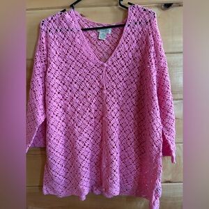 St. John's Bay Vibrant Pink Crochet Top size 3X
